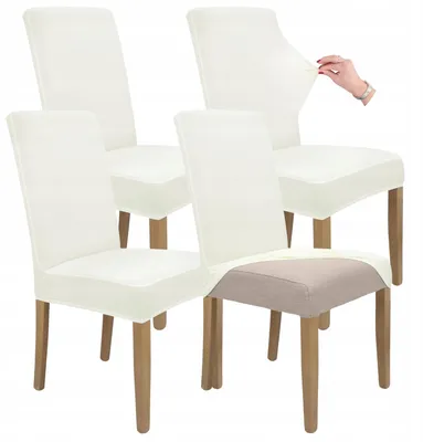 Produktbild von Stuhlhusse 4er Pack - Creme - Universal - Stretch - Bezug für Stühle - Elasthan