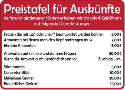 Produktbild von vianmo Holzschild 30x40 cm Preistafel für Auskünfte