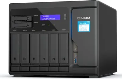Produktbild von QNAP TS-855X SAN Tower Intel Atom® C5125 8 GB DDR4 0 TB QNAP QTS Schwarz