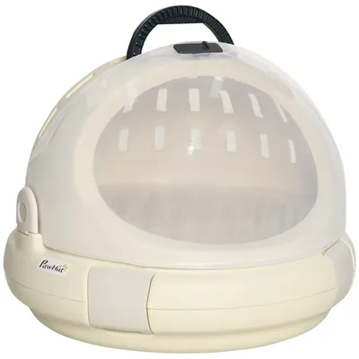 Image de PawHut Cage de transport pour chat, niche pour chien, maison portable pour chat, panier lavable, coussin amovible pour chat ou petit chien, nettoyage facile, 41 x 41 x 35,2 cm, beige