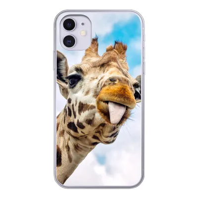 Produktbild von MuchoWow® Handyhülle Schutzhülle Hülle für iPhone 11 Giraffe - Lustig - Zunge - Kinder - Jungen - Mädchen - Kind Silikon Softcase Handy Hülle - Handytasche