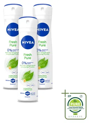 Produktbild von 3 x NIVEA Deodorant Spray Fresh Pure - ohne Aluminium - 150 ml - Großpackung - 3 Stücke