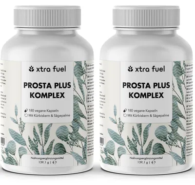 Produktbild von Prostata Kapseln - Prosta Plus Komplex - Effektive Formel mit Kürbiskern & Sägepalme – 2x Dosen (360x Prostata Kapseln)