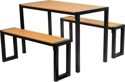 Obrázek produktu pro Sada zahradního nábytku GARDIVA, stůl 118 × 58 × 75,5 cm, 2x lavice 108 × 25 × 45 cm
