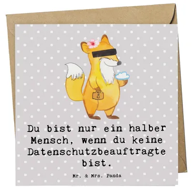 Produktbild von Mr. & Mrs. Panda faltkarte Datenschutzbeauftragte Herz - Grau Pastell - Geschenk, Lustig, Grußkarte, Datenschutz, Spruch, anlasskarte, Beruf, doppelkarte, Klappkarte