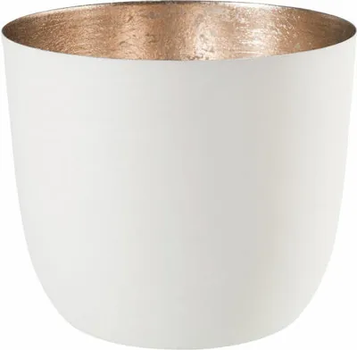 Immagine prodotto di Gift Company Windlicht Madras M, Teelichthalter, Kerzenhalter, Eisen, Weiß / Gold, H 8.5 cm, 76741