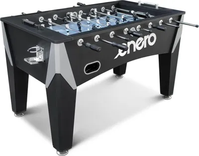 Produktbild von Kickertisch ENERO 143,4x80x89 cm Schwarz – stabiler Fußballtisch mit Zubehör, robuster Tischkicker für Kinder und Erwachsene, ideal für Zuhause und Büro