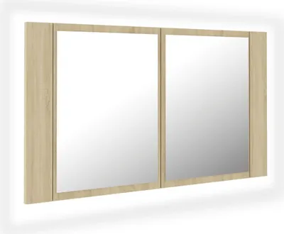 Obrázok produktu pre vidaXL LED kúpeľňová zrkadlová skrinka Sonoma Oak 80x12x45 cm Akryl