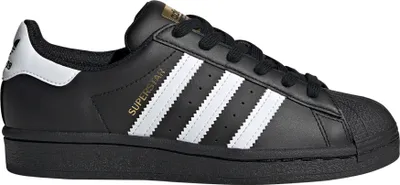 Produktbild von Adidas Superstar J Jugend Ledersneaker mit Schnürung in Schwarz Weiß – 6.5 UK - 40 EU - 7 US / Black White