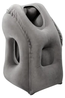 Produktbild von Reisekissen ergonomisch (Aufblasbares Kissen für Reisen, Reise-Kissen mit Aussparrungen für Arme) grau