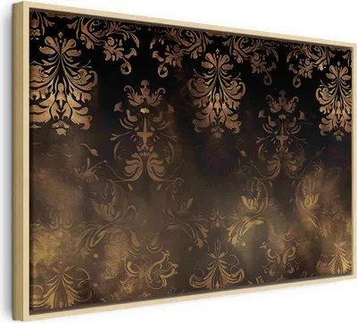 Produktbild von Italienischer Leinwand Leinwandbild - Baroque Ornaments in Patinated Gold and Browns: Retro Motif 60x40 cm Muster f-H-10017-b-a