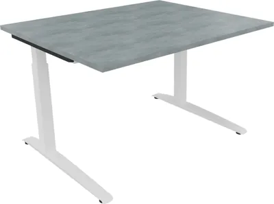 Produktbild von Schreibtisch Kufe Einzels. Quadrat B1200xT1000xH650-850 ws/Beton hell