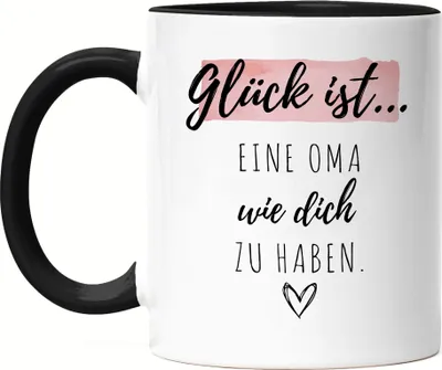 Produktbild von Glück Ist Eine Oma Wie Dich Zu Haben Tasse Schwarz Geschenk Danke Sagen Omi Großeltern