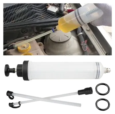 Immagine prodotto di Dailygoody - Pompa di aspirazione per liquido dei freni - Pompa di aspirazione per olio - Siringa riutilizzabile - Bianco - Pompa di riempimento - Adatta per liquido dei freni e refrigerante - 500 ml