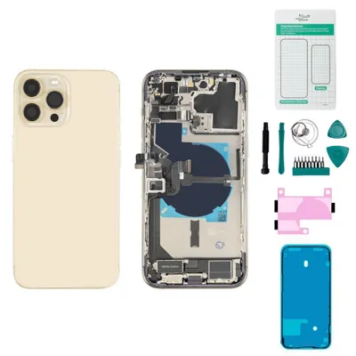 Produktbild von iPhone 14 Pro Max Gehäuse mit Backcover Gold - Set