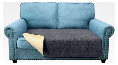 Produktbild von Weiche, dicke Loveseat-Sofa-Kissenbezüge, rutschfeste Sitzbezüge für 2-Sitzer-Sofas, Couch-Kissenbezüge für Haustiere (2-Sitzer, Grau)