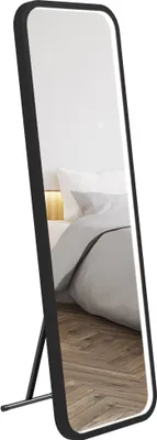 Obrázek produktu pro HOMCOM Zrcadlo po celé délce, nástěnné zrcadlo 151,5 x 50 x 4 cm, stojící zrcadlo s LED osvětlením, stmívatelné světelné zrcadlo s dotykovým vypínačem, předsíň, černá barva