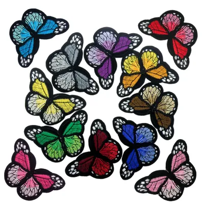 8 Schmetterling-Aufbügler Aufnäher 48x70mm zum Aufbügeln o. Annähen, bunter Mix
