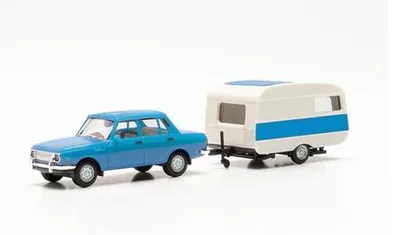 Produktbild von Herpa 028585-002 - 1/87 Wartburg 353 '82 Limousine mit Qek, himmelblau - Neu