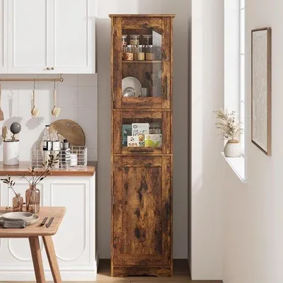 Immagine prodotto di Mobile da bagno - Ante in vetro - Ripiani regolabili - 170 cm - A terra