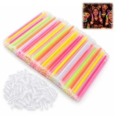 100 Glowsticks-Set mit Verbindern, bunte Leuchtstäbe für Partys