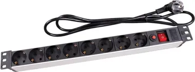 Obrázek produktu pro 8cestný napájecí proužek - Schuko - pro 19" rack