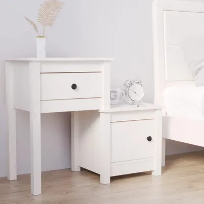 Immagine prodotto di Comodino bianco 79,5x38x65,5 cm in legno di pino massiccio