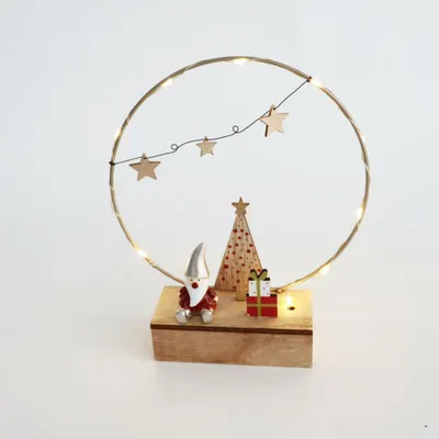 Immagine prodotto di ACA Lighting decorazione natalizia in legno, 10 LED, a batteria (2xAA), WW, IP20, 17,2x5x20cm X07101171