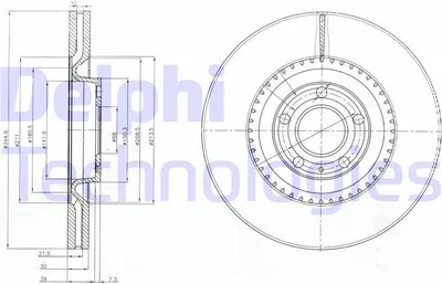Produktbild von 2x DELPHI Bremsscheibe BG9003 für AUDI A4 Avant (8K5 B8) A4 Avant (8ED B7)