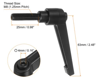 Produktbild von 8 Stš¹ck Klemmhebel Griff M8 x 25mm Au?engewinde Schraube, Aluminiumlegierung Verstellbare Handgriffe Spannhebel fš¹r Werkzeugmaschinen Schwei?ger?te Druckger?te, Schwarz