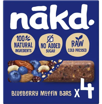 Image de Barre de fruits Nakd Blueberry Muffin aux noix, 140 g - sans gluten, végétalien, sans sucre