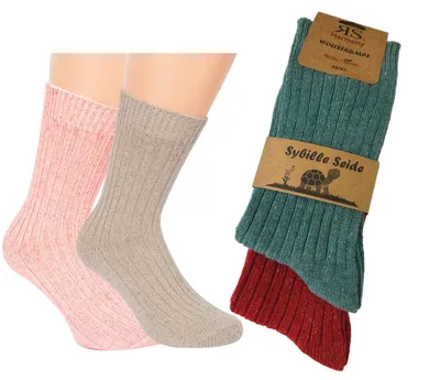 Produktbild von Wollsocken Damen Wolle Seide Komfortrand Gr. 39-42 Rosa Natur 2 Paar