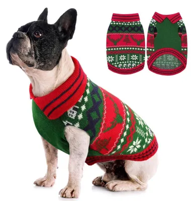 Image de Pull pour chien, motif Noël, rouge et vert, taille L