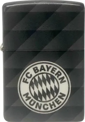 Produktbild von Original Zippo Feuerzeug FC Bayern München grau 540° mattes Stadion-Design Sturmfeuerzeug