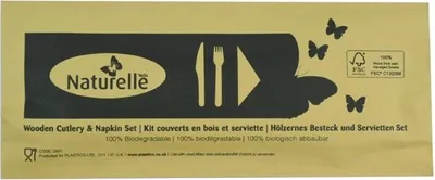 Image de eGreen Ensemble de couverts en bois 3 en 1 emballés individuellement (250 pièces)