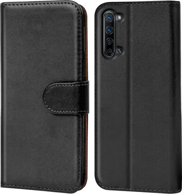 Produktbild von Conie Klapp Tasche für OPPO Find X2 Lite Kartenfach Rundumschutz Hülle in Schwarz