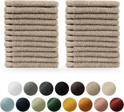 Image de Blumtal Premium Set de serviettes éponge avec boucles de suspension - coton  Oeko-TEX, doux, très absorbant - 24x serviettes invités (30x30 cm), taupe