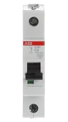 Zdjęcie produktu dla S201-C4, Miniaturowy wyłącznik, Typu C, 20000 A, IP20, 230 - 400 V
