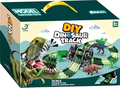 Produktbild von Dino Rennbahn Spielzeug mit selbstfahrendem Auto und Dinosauriern