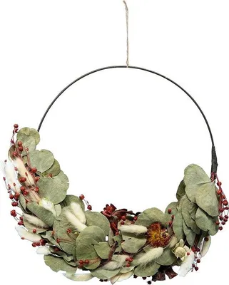 Produktbild von Famanu Türkranz Trockenblumen - Naturfarben - Ca. 35 cm - Auch als Herbstdekoration - Für Innen und Außen