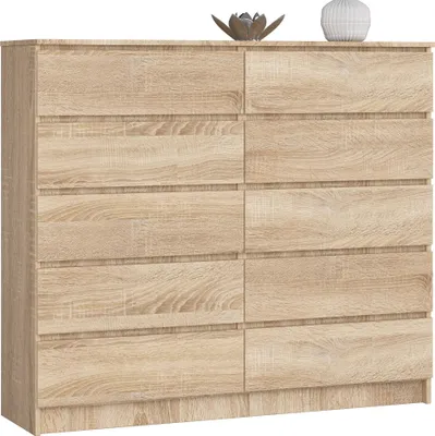 Zdjęcie produktu dla Komoda AKORD K140 Dąb Sonoma 138 cm 10 szuflad kolor Dąb Sonoma mat 138x40x121 cm