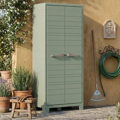 Immagine prodotto di Dmora Armadio da Esterno Quesnel 44x80x182h cm Grigio, Apertura Battente 2 Ante  Italy