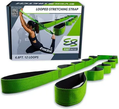 Produktbild von Unyqoos® Nicht-elastisches Trainingsband mit 12 Schlaufen – 2,8 m Länge, 1,5'' Breite, neoprengepolsterte Außenschlaufen, Übungsband für Sport & Physiotherapie