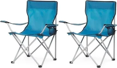 Produktbild von Famanu Campingstuhl Set 2 - Blaues Oxford-Gewebe, Faltbar