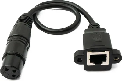Produktbild von LAN Kabel 30 cm RJ45 Buchse zu XLR 3 Pin Buchse Schraube Adapter in Schwarz