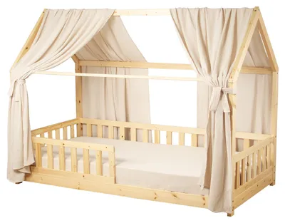 Produktbild von Doppel Bettbaldachin für Hausbett aus - 130x420 cm - Beige | by SEVIRA KIDS