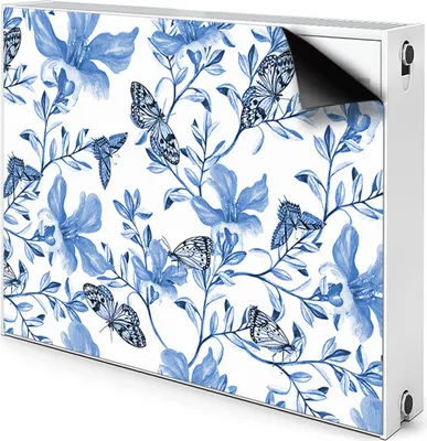 Produktbild von Magnet Heizkörper-Abdeckung Verkleidung Abdeckung Heizkörperabdeckung 90x60 cm  - Blaue, Blumen