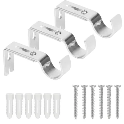 Gardinenstangenhalter, 3 Stück, verstellbar, Metall, Silber