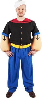 A man dressed in a Popeye costume.
