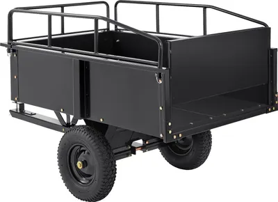 Obrázek produktu pro SucceBuy těžká sklápěcí korba pro terénní vozidla, nosnost 340 kg, 4,3 m³, ocelová zahradní korba s odnímatelnými bočnicemi, vhodná pro sekačky a traktory s pojezdem